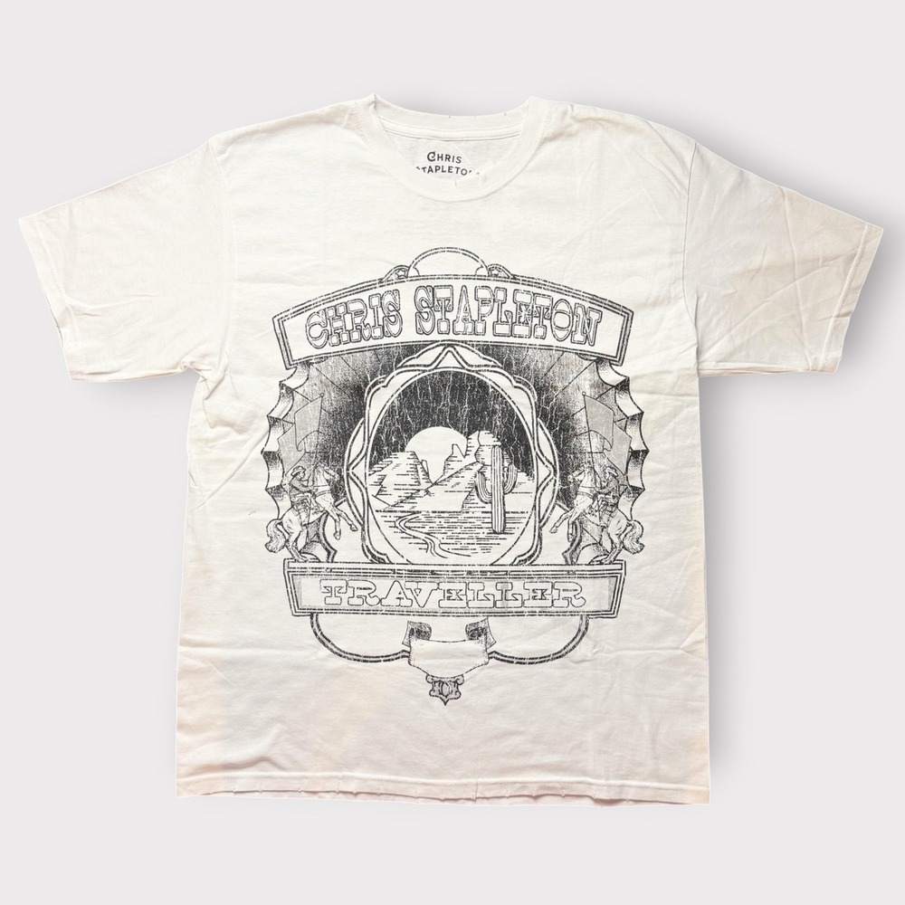 Chris Stapleton Traveller Graphic T-Shirt White Mens Medium CSP111608 New
